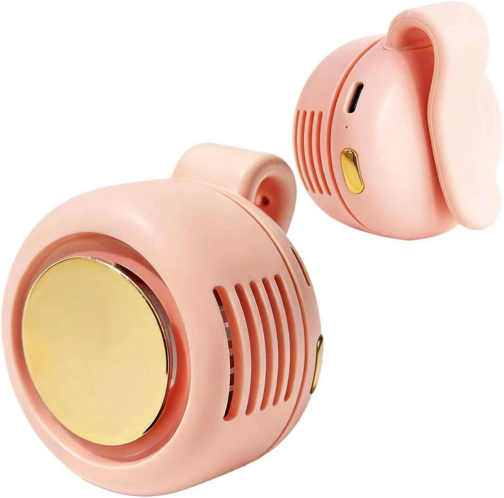Portable Silent Clip-On Bladeless Personal Fan, Wearable Waist & Neck Fan, 360° Rotation, 3 Speeds, USB-C Rechargeable, Compact & Lightweight, Hands-Free Cooling for Travel, Office & Outdoor (Pink)