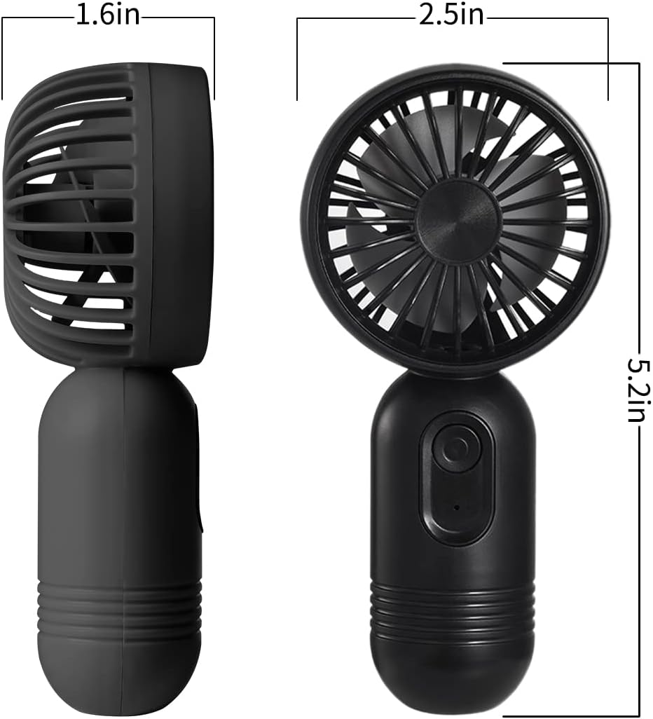 Portable Mini 3-pack Handheld Personal Small Fan with 3-speed for Travel, USB Rechargeable Battery Operated Eyelash Fan, Black