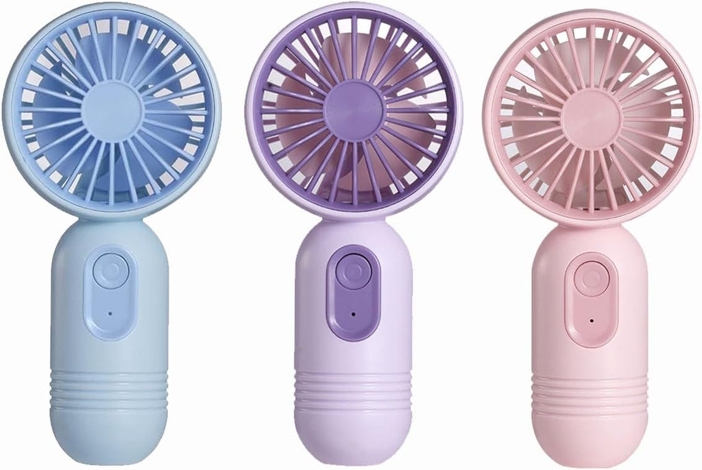 Mini Portable Fan 3 Pack, Cute Handheld Battery Operated Lightweight Small Personal Fan with 3 Speeds and USB Rechargeable Eyelash Fans for Women Men Office Outdoor Travel Camping