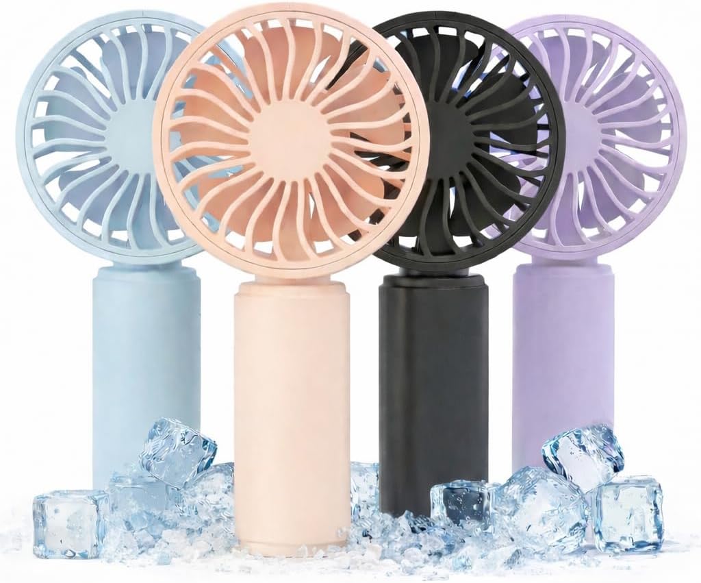 4 Pack Mini Handheld Fan, USB Rechargeable Portable Fan with 3 Speeds, Small Pocket Personal Fan for Travel, Theme Park, Summer Holiday Essentials, Commute and Outdoors