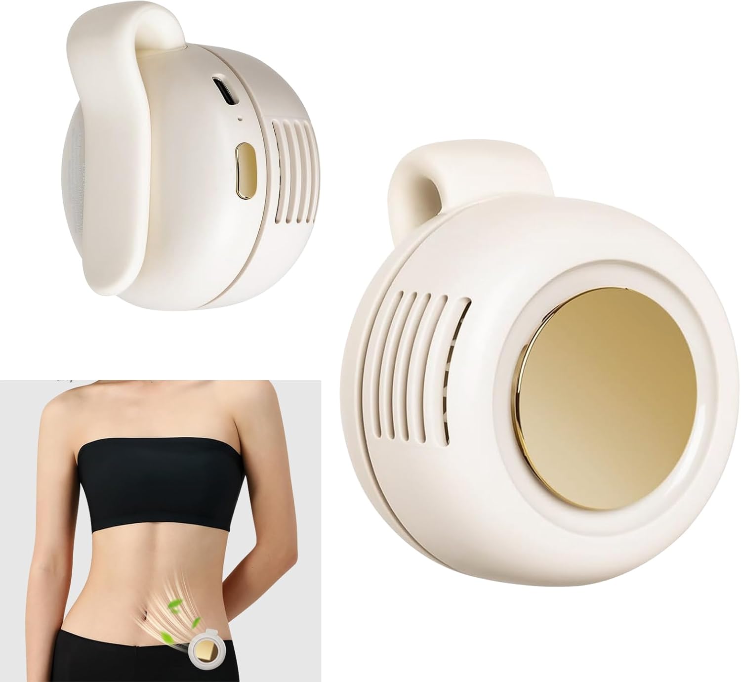 Portable Silent Mini Bladeless Electric Fan,Small fan Clip on for Shirt & Waist, New Mini Bladeless Fan Clip On,Adjustable 3-Speed For Outdoor & Travel & Office, Travel Accessories, Gift (white)