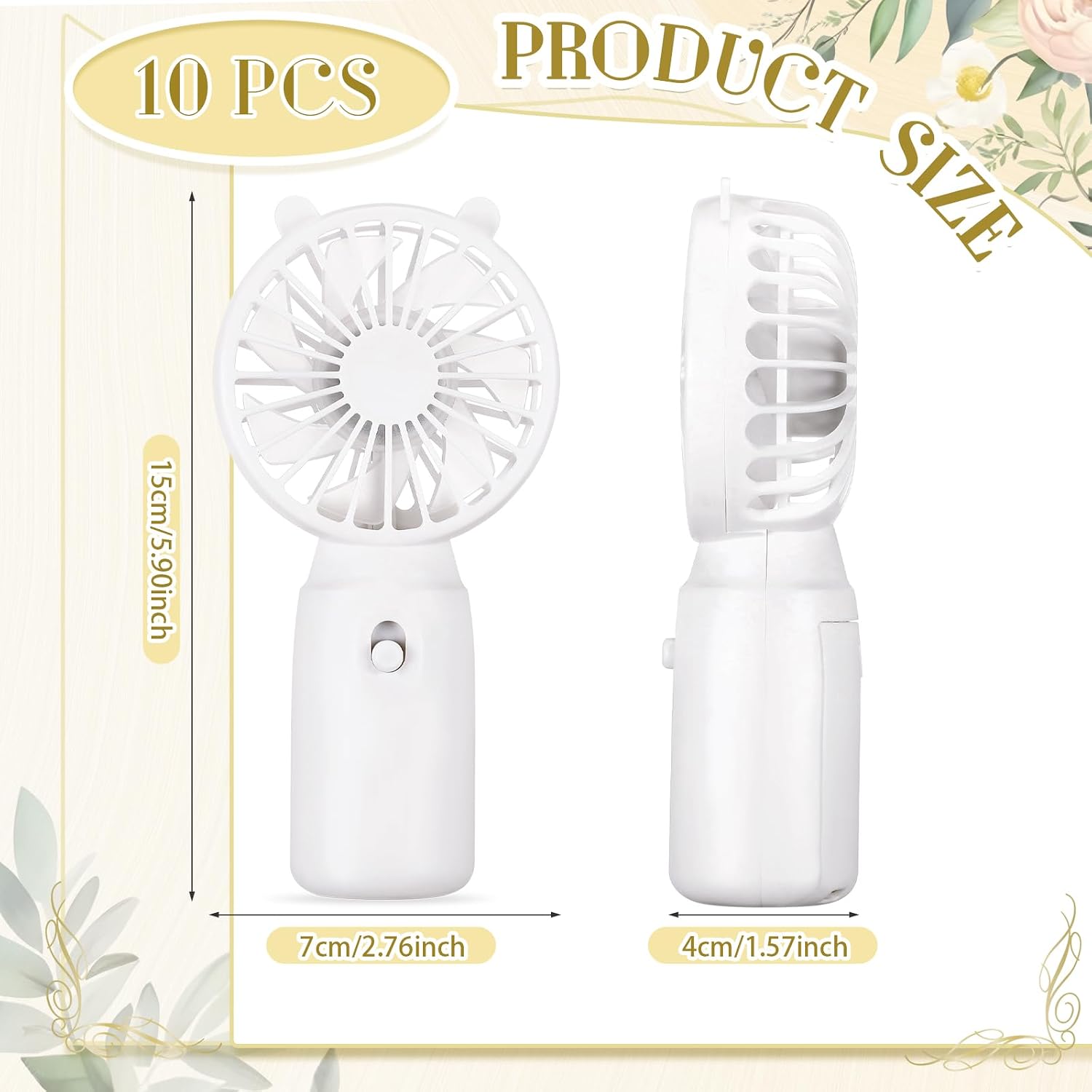 10 Pcs Battery Wedding Mini Handheld Fan Bulk Personal Portable Hand Held Small Handheld Fan for Wedding Party Bachelorette Party Favor (Cute)
