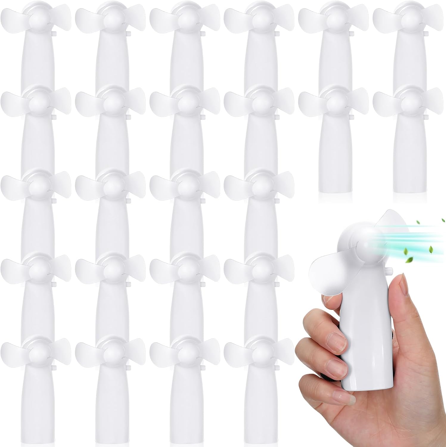 24 Pcs Mini Portable Fan Bulk Handheld Battery Operated Portable Small Personal Fans for Wedding Summer Travel Beach Outdoor Cooling Gift, Battery Not Include(White)