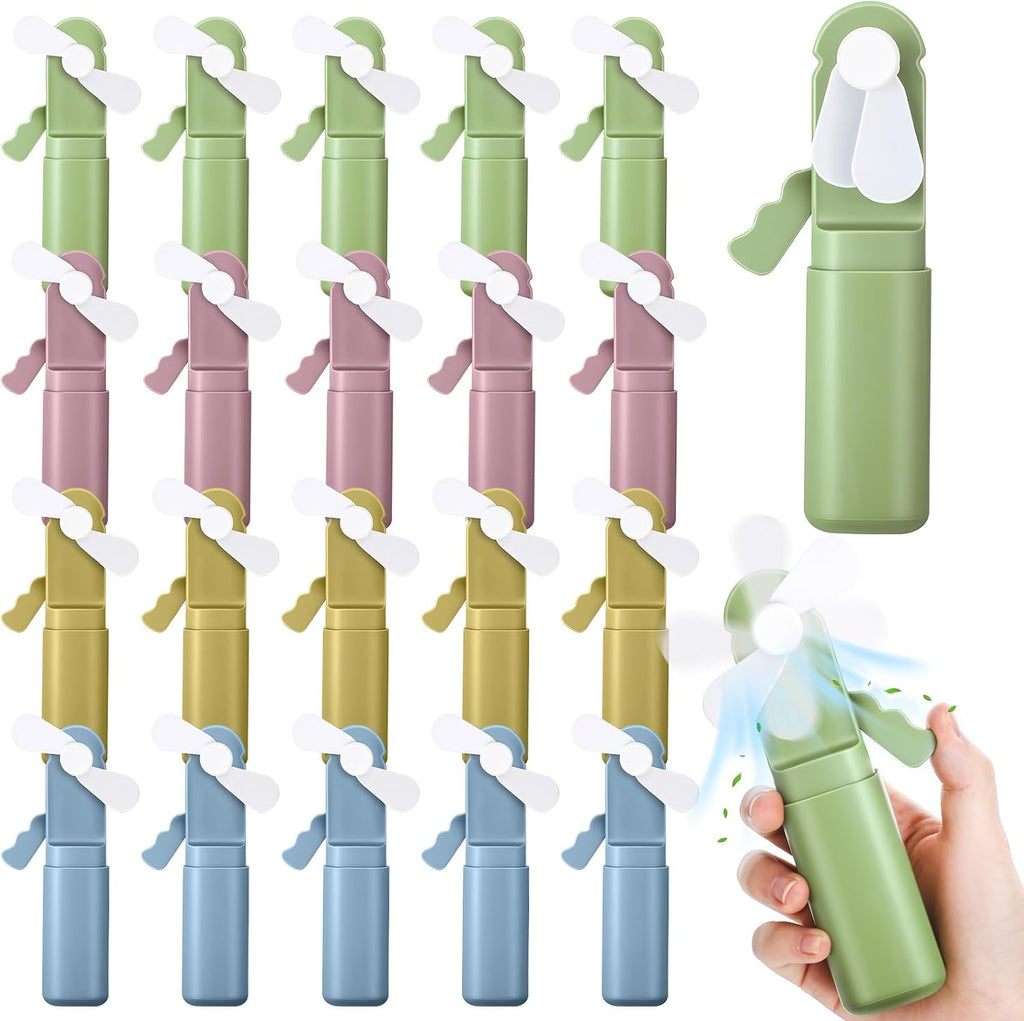 24 Pcs Mini Hand Press Fan Bulk Small Portable Summer Fan Plastic Handheld Manual Personal Cooling Party Favor Summer Outdoor Travel Camping Gifts, No Battery Included