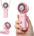 Mini Portable Fan with Ice Cooling, Lightweight Handheld Pocket Turbo Fan Rechargeable, 3 Speed, Foldable Personal Hand Fan for Travel, Beach Vacation, Women Girls (Pink)