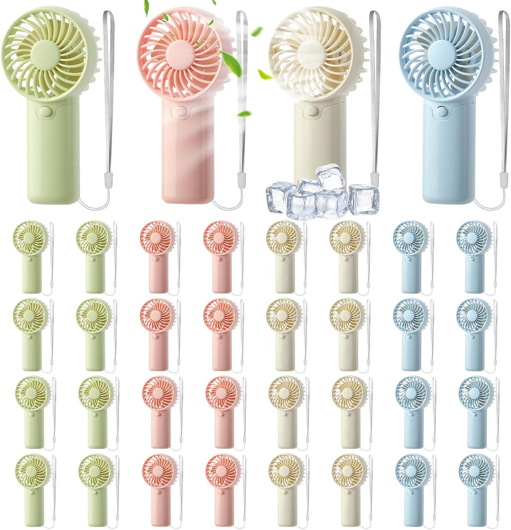 36 Pack Mini Portable Handheld Fan Bulk, Battery Operated Personal Cooling Fan for Lash Makeup, Lightweight Small Fan for Travel, Beach, Camping, Indoor Outdoor Use (Green, Pink, White, Blue)