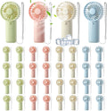 36 Pack Mini Portable Handheld Fan Bulk, Battery Operated Personal Cooling Fan for Lash Makeup, Lightweight Small Fan for Travel, Beach, Camping, Indoor Outdoor Use (Green, Pink, White, Blue)