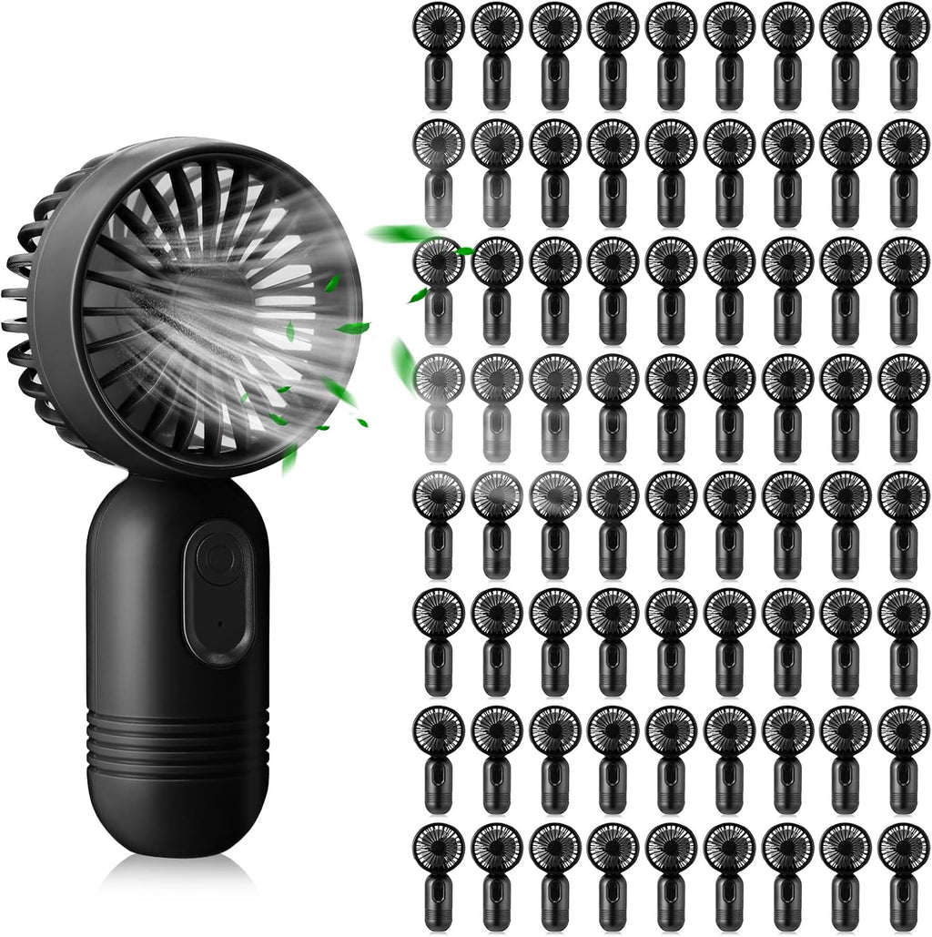 72 Pcs Mini Portable Fan Bulk Cute Handheld Lightweight Small Little Personal Hand Eyelash Fan 3 Speeds USB Rechargeable for Women Men Indoor Outdoor Makeup Travel (Black)